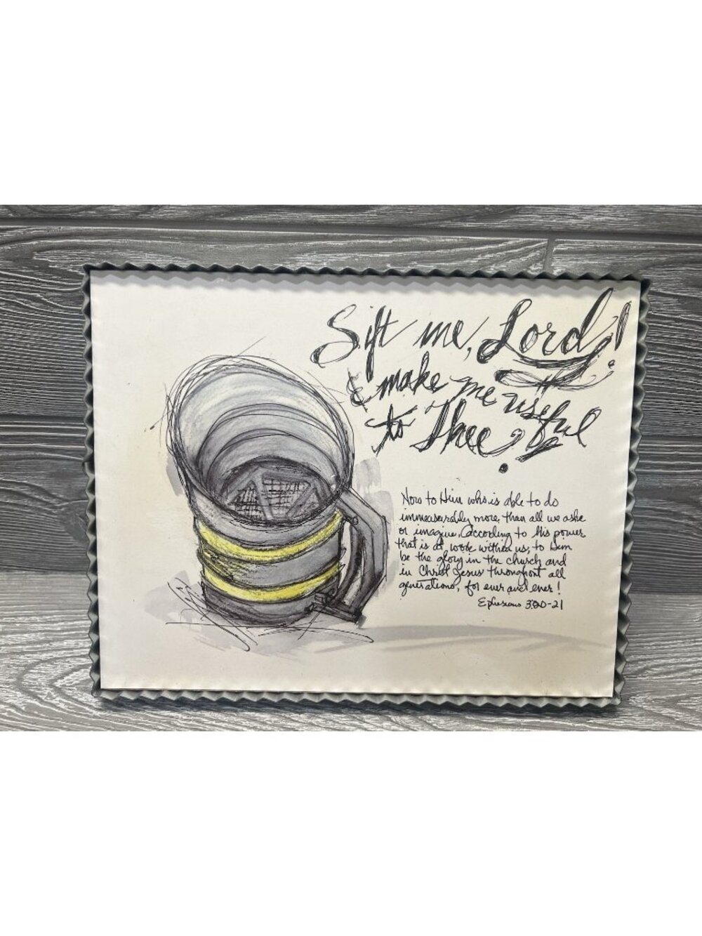 Bible Quote Decorative Wall Art Calligraphy Corrugated Metal Tin Frame Plaque